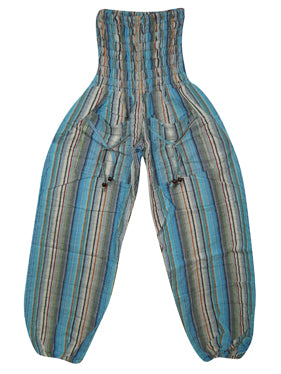  Blue Stripe Boho Comfy Harem Pants