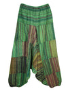Green Stripe Print Pant, Boho Hippie Aladdin Pant, Travel Pant Handmade Pants S/M/L