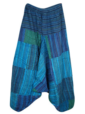 Harem Pants, Yoga Pant, Genie Hippie Pants, Blue Vintage Hues Loose Cotton Pant S/M/L