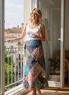 Women’s Multicolor Wrap Skirt – Beach Summer Cotton Patchwork Skirt One size