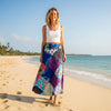 Blue & Purple Patchwork Wrap Around Skirt – Women’s Cotton Boho Midi Skirt One size
