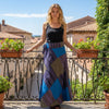 Cobalt Blue Cotton Wrap-Around Skirt – Women’s Patchwork Boho Midi Skirt One size