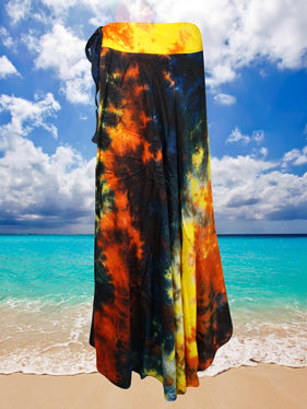 Women Maxi Wrap Skirts, Hand Dyed Beach Festival Wraparound Skirt One size