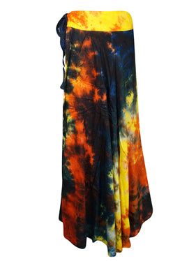 Women Maxi Wrap Skirts, Hand Dyed Beach Festival Wraparound Skirt One size