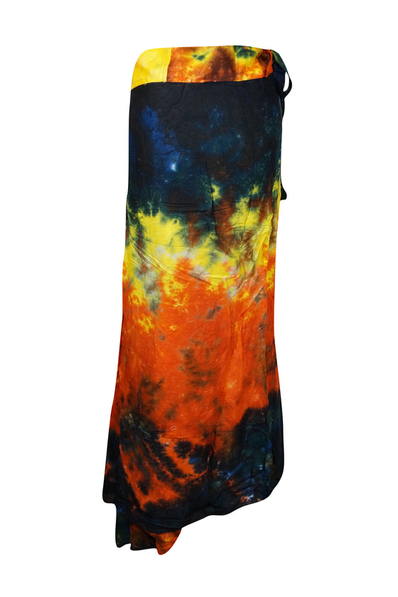 Women Maxi Wrap Skirts, Hand Dyed Beach Festival Wraparound Skirt One size