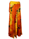 Women Maxi Wrap Skirts, Orange Hand Dyed Beach Summer Wraparound Skirt One size