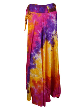 Women Multicolor Wrap Maxi Skirt, Tie Dye Long Skirt, Beach Gypsy Skirts One Size
