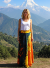 Hippie Orange & Black Beach Wrap Skirt – Boho Summer Wraparound Skirt for Women One Size