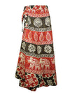 Womens Long Cotton Skirt, Brown Red Hippie Wrap Around Maxi Skirts One size