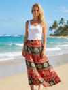 Women’s Long Cotton Wrap Skirt – Brown & Red Hippie Boho Maxi Skirt One size