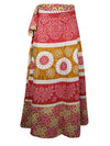 Woman Hippie Wrap Skirt, Red Yellow Cotton Wrap Around Maxi Skirts One Size
