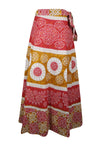 Woman Hippie Wrap Skirt, Red Yellow Cotton Wrap Around Maxi Skirts One Size