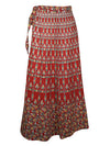 Woman Hippie Wrap Skirt, Rosewine Printed Cotton Wrap Around Maxi Skirts One Size