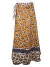 Womens Yellow Red Indi Boho A-Line Wraparound Skirt, Wrap Maxi Skirts One size