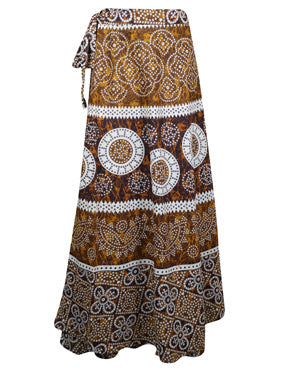 Womens Long Cotton Wrap Skirt Spiced Cocoa Summer Beach Wraparound Skirts One Size