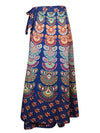 Womens Cotton Skirts, Blue Peacock Print wrap Jaipuri Wrap around Skirt One size