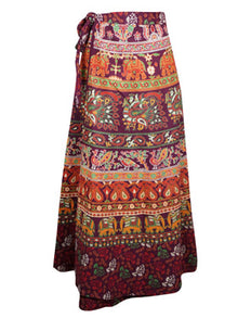  Womens Cotton Wrap Skirts, Maxi Toasty Mauve Animal Print Wraparound Skirts One size