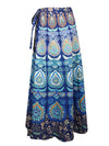 Women Wraparound Paisley Skirt, Sea Blue Boho Wrap Skirts, One Size