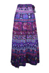 Womens Violet, Mauve Animal Maxi Skirt, Cotton Open Waist Beach Travel Skirts SML