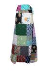 Women’s Black & Purple Floral Wrap Skirt – Cotton Patchwork Boho Long Maxi Skirt One-Size