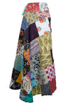 Women’s Multicolour Floral Wrap Skirt – Cotton Patchwork Bohemian Maxi Skirt  One-Size