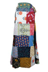 Bohemian Floral Patchwork Wrap Skirt – Mixed Color Cotton Long Maxi Skirt One-Size