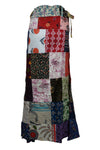 Blue Multicolor Floral Patchwork Skirt – Bohemian Cotton Wrap Maxi Skirt for Women One size