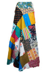 Sunshine Patchwork Wrap Skirt – Mixed Cotton Summer Boho Wrap Around Skirt