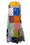Black Floral Patchwork Hippie Skirt – Cotton Long Boho Wrap Skirt for Summer