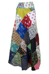 Hippie Patchwork Cotton Wrap Skirt – Multi-Coloured Long Boho Wrap Around Skirt