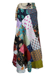 Black Floral Patchwork Wrap Skirt – Bohemian Hippie Gypsy Style Cotton Skirt