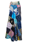 Azure Blue Floral Patchwork Wrap Around Skirt – Hippie Boho Long Cotton Skirt