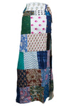 Azure Blue Floral Patchwork Wrap Around Skirt – Hippie Boho Long Cotton Skirt