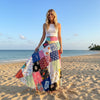 Boho Chic White Patchwork Long Skirt – Flowy Summer Beach Cover-Up for Women
