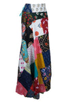 Women’s Deep Pink Patchwork Boho Long Skirt – Vibrant Summer Beach Cover-Up