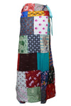 Women’s Deep Pink Patchwork Boho Long Skirt – Vibrant Summer Beach Cover-Up