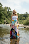 Bohemian Hippie Wrap Skirt in Pink & Multicolor Cotton – Vibrant Flowy Boho Skirt 