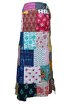 Bohemian Hippie Wrap Skirt in Pink & Multicolor Cotton – Vibrant Flowy Boho Skirt 