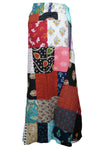 Women Long Skirt for Summer in Multicolour Red Patchwork Beach Cover Up