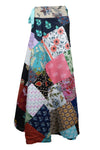 Women’s Long Summer Skirt – Multicolor Red Patchwork Boho Beach Cover-Up