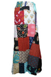 Women’s Long Summer Skirt – Multicolor Red Patchwork Boho Beach Cover-Up