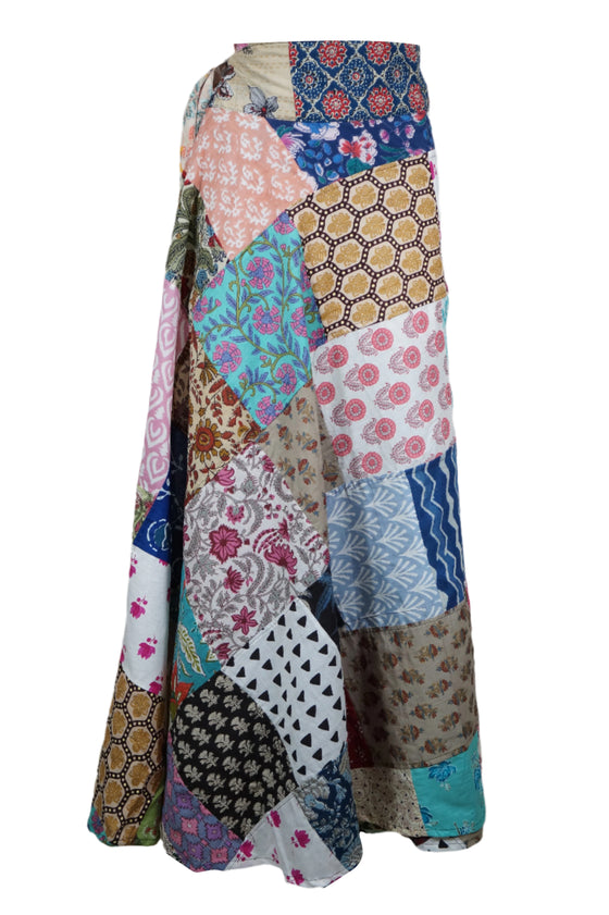 Mixed Blush Pink Bohemian Floral Wrap Skirt – Chic Handmade Hippie Beachwear