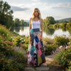 Colorful Patchwork Boho Floral Wrap Skirt – Handmade Vibrant Beachwear for Free-Spirited Women
