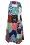 Colorful Patchwork Boho Floral Wrap Skirt – Handmade Vibrant Beachwear for Free-Spirited Women