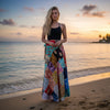 Vibrant Blue Boho Patchwork Wrap Skirt | Free-Spirited Floral Charm for Beach Days