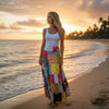 Sunset Pink & Yellow Boho Floral Wrap Skirt | Breezy Hippie Beach Cover-Up for Free Spirits