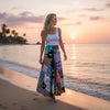 Midnight Black Boho Floral Wrap Skirt | Effortless Chic Beachwear for Free-Spirited Style