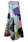 Vibrant Blue Boho Patchwork Skirt – Floral Cotton Summer Dream