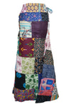 Women’s Multicolor Red Patchwork Long Skirt – Boho Summer Beach Wrap Skirt 