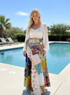 Boho Chic Blue Multicolor Patchwork Long Skirt – Effortless Summer Beach Cover-Up